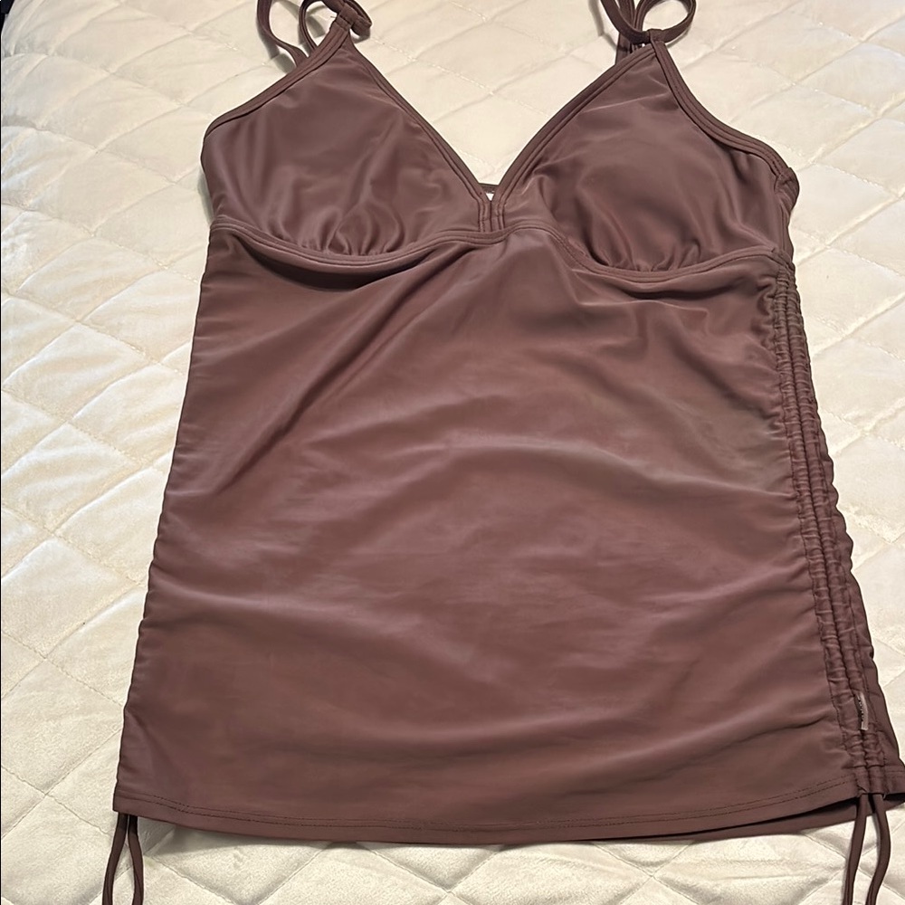Athletes Brown Ruched Tankini top 36C M-L